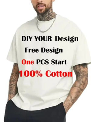 Customized Printed Leisure T Shirt Tee DIY Your Own Design Like Photo Or Logo White T-shirt Fashion Custom Men's Tops Tshirt